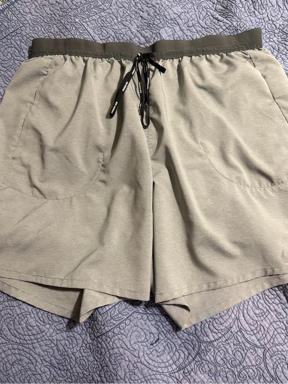 Nike Gray Drawstring Athletic Shorts with Black Waistband